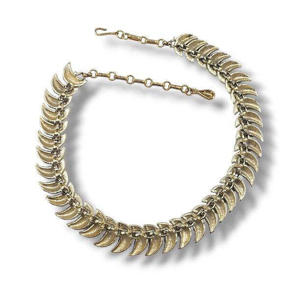 Coro Gold Tone Chunky Link Choker Necklace Statement MCM Retro Glam Adjustable - Picture 9 of 14